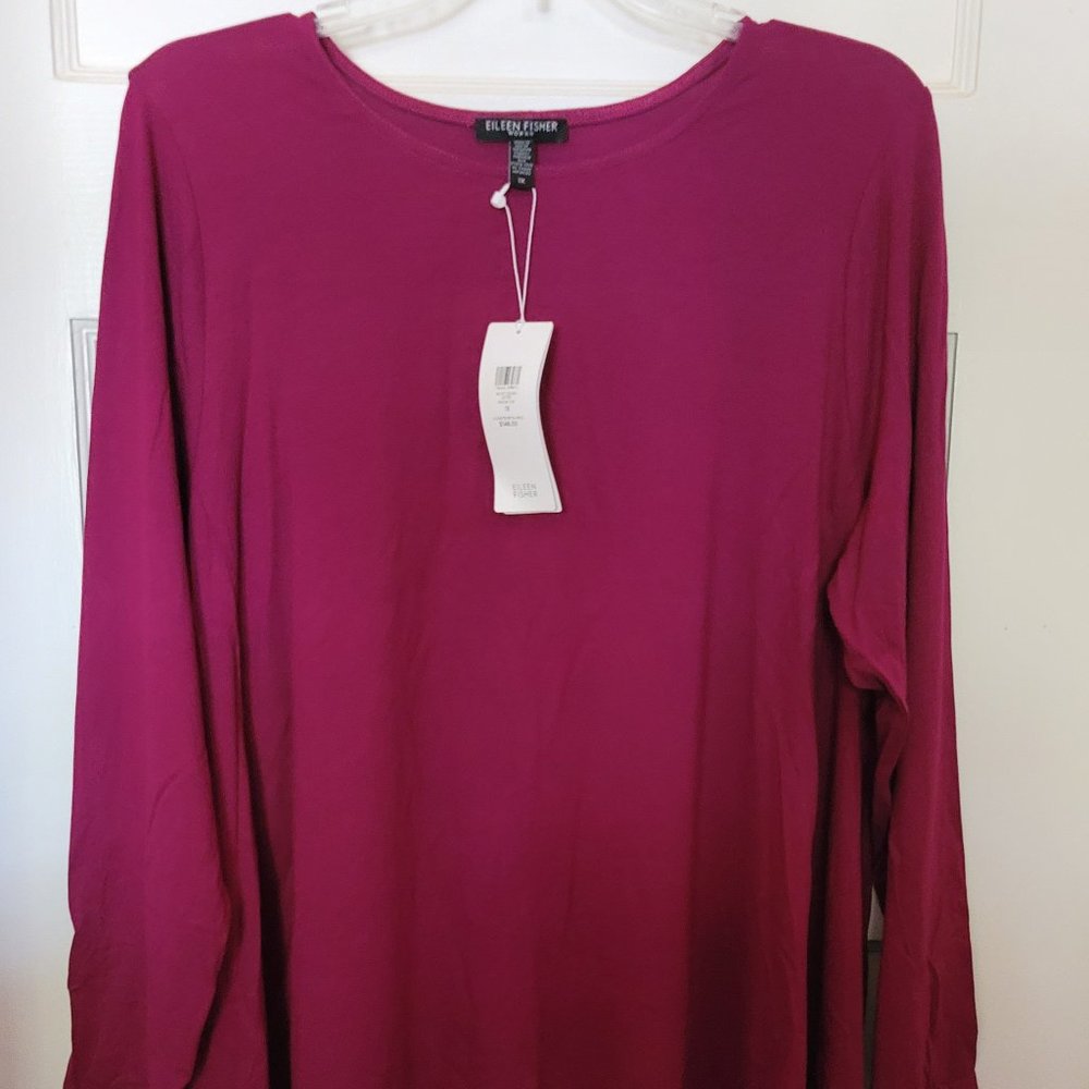 Red Eileen Fisher Long Sleeve Shirt